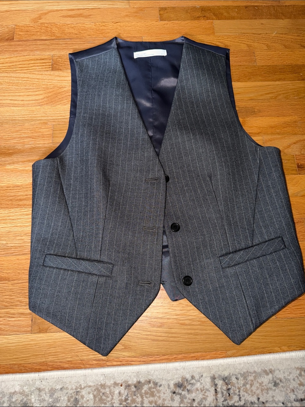 Ladies Gray Pinstripe Vest - Classic Tailored Waistcoat OAK+FORT